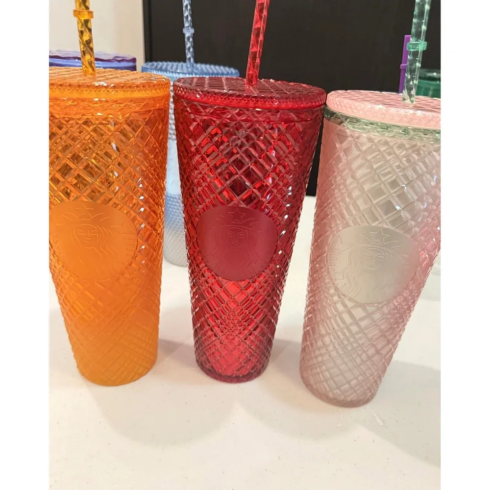 Starbucks Jewel Tone Tumbler Lot 5 Ruby Mango Pink Purple Green 24 oz